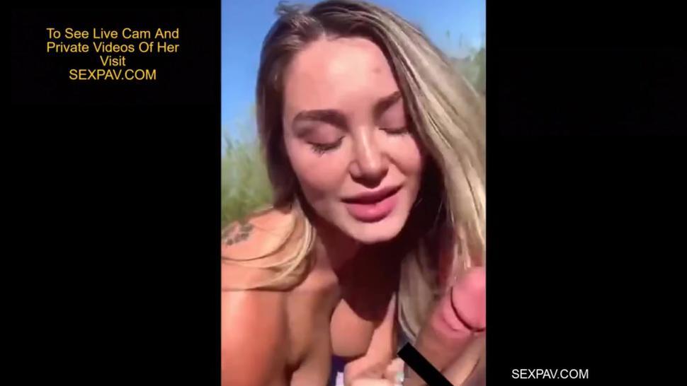 Beautiful Blonde With Big Boobs Giving Blowjob Outdoor In Fields