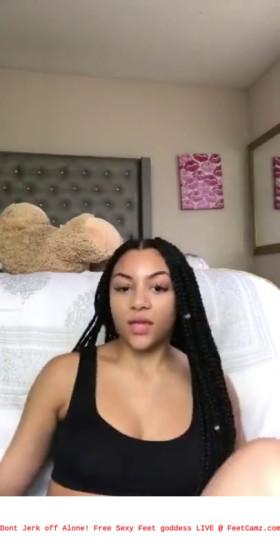 Ebony teen loses colorful socks and exposes her caramel feet