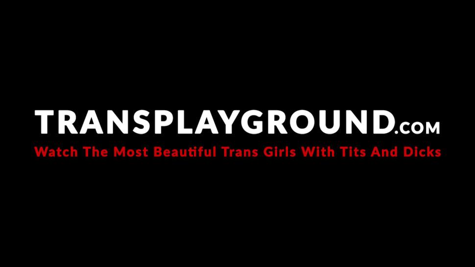 TRANS PLAYGROUND - Beautiful Asian lady boy pleasures herself with a wank