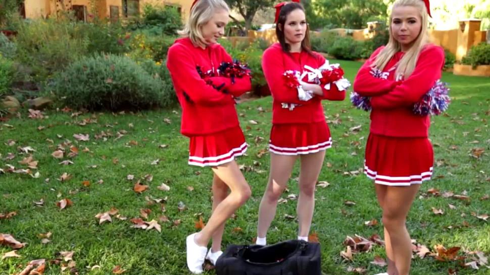 GIRLSWAY - Lesbian cheerleaders fourway fun after pratice