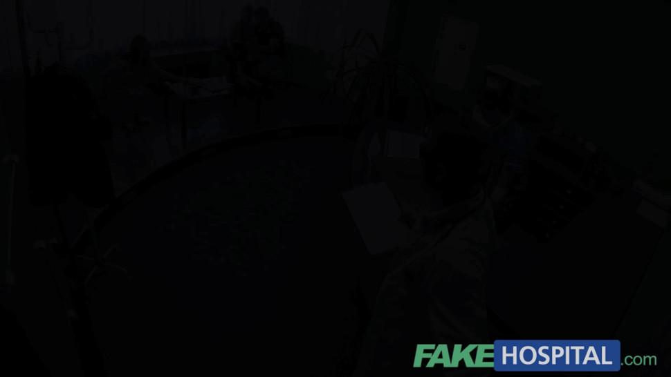 FAKE HOSPITAL - Sexy male patient cums in dirty nurses mouth on doctors desk