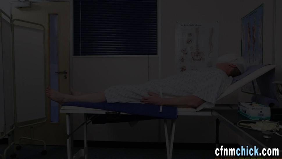 Clothed Nurse Strokes Patients Cock
