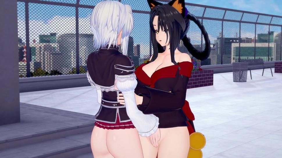 High School DxD Koneko and Kuroka Lesbian Hentai