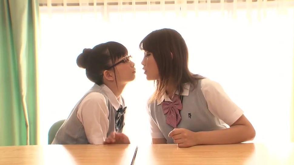 Japanese lesbian deep kissing