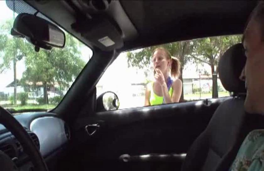 teen slut gives handjob in car