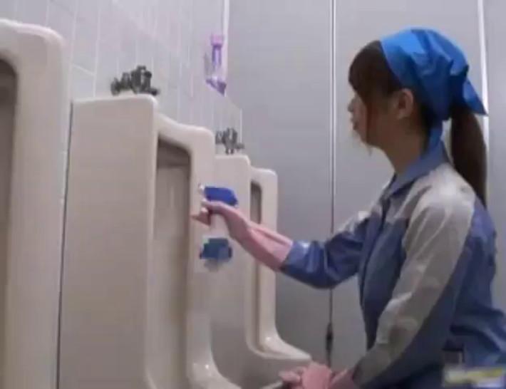 Asian maintenance lady cleans wrong part6 - video 3