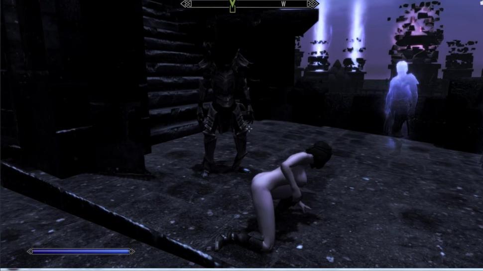 Skyrim Serana. Girl fucked rough by a monster, skeleton  3d monster porno, PC Game