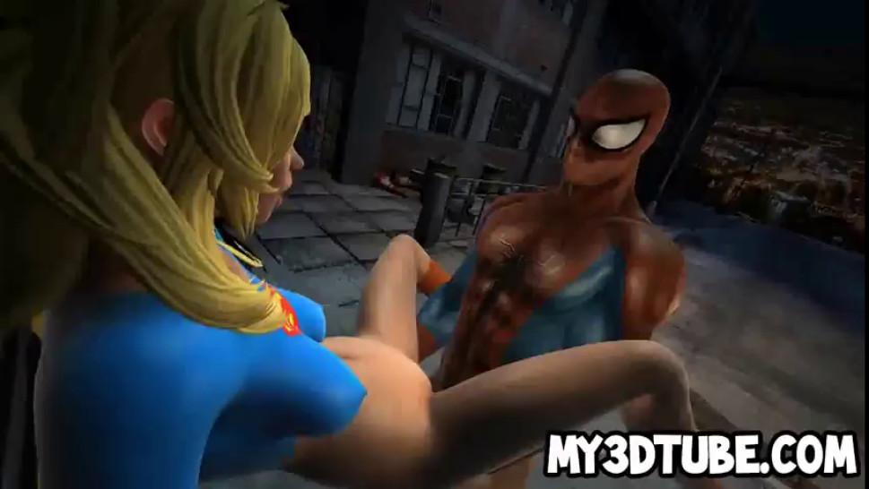 Hot 3D Supergirl getting fucked hard by Spiderman
