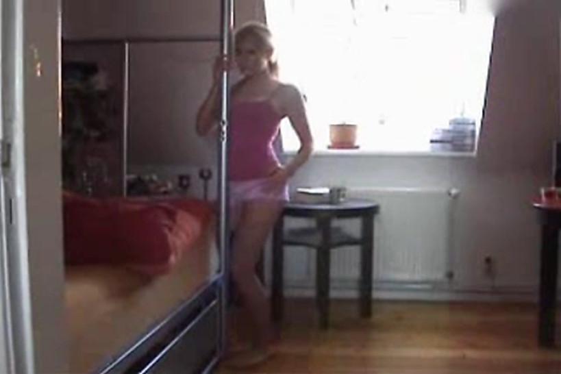 Sexy amateur teen strips at home