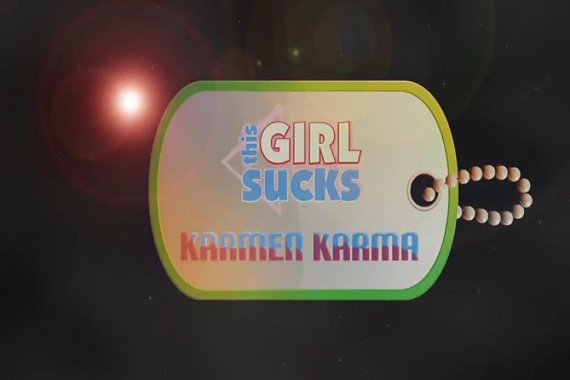 THIS GIRL SUCKS - Goth babe Karmen Karma blowjob handjob cum swallow