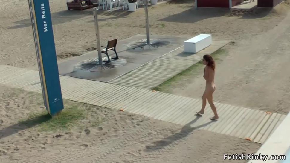 Redhead made walking naked on the beach