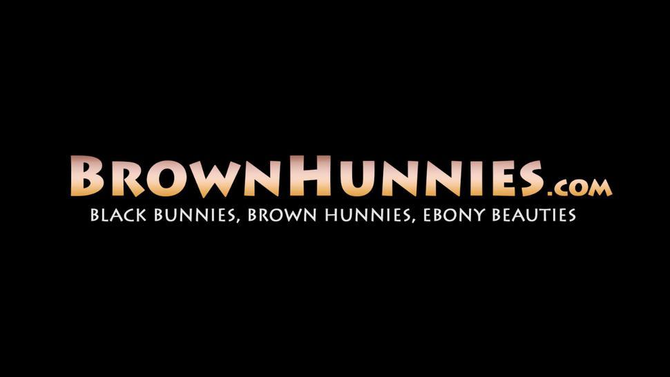 BROWN HUNNIES - Beautiful ebony babe Gemini missionary fucked after blowjob
