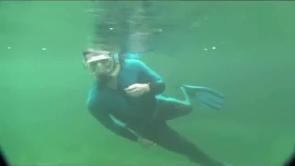 Masturbation Underwater in Sea