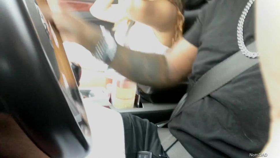 Young Thai Spends Her Lunch Break Eating Black Cock In The Backseat!