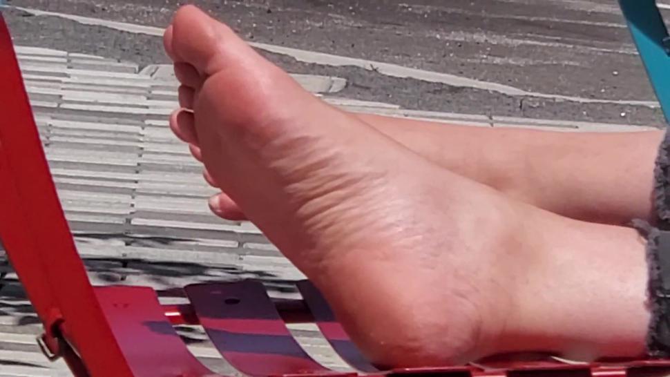 Candid stinky inside soles close up