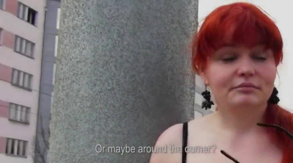 European redhead Florence public anal sex and cumshot
