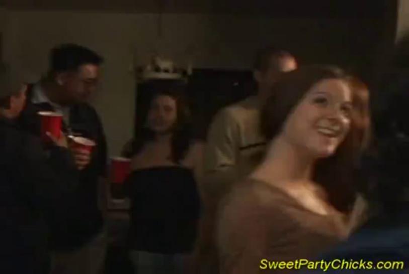 Sweet party chicks hard fucked at a big party and oral
