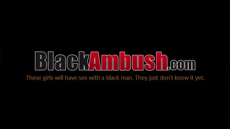 BLACK AMBUSH - Nubile Chanel Grey stretched by 1st BBC before cumshot