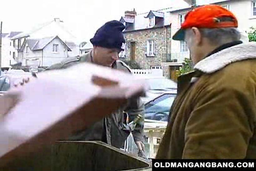 OLD MAN GANGBANG - No Sound: Old homeless' gangbang orgy