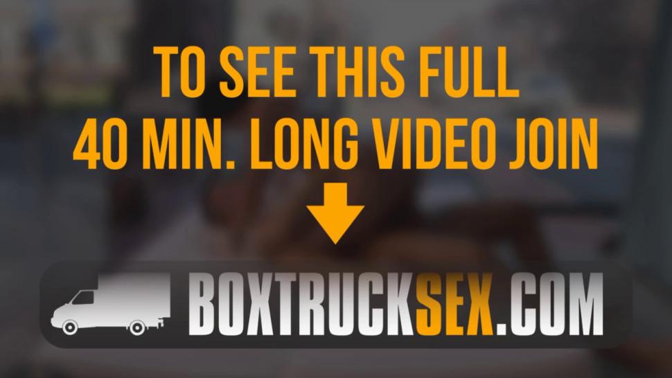 BOX TRUCK SEX - Fisting a skinny brunette turns into a hardcore fucking in public