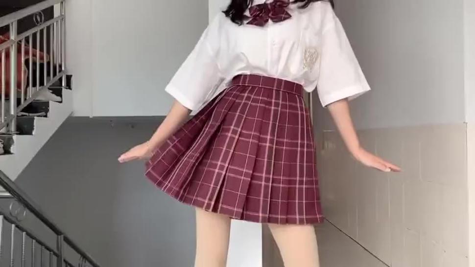Cute Chinese Girl Dancing In JK Suit&Pentyhose