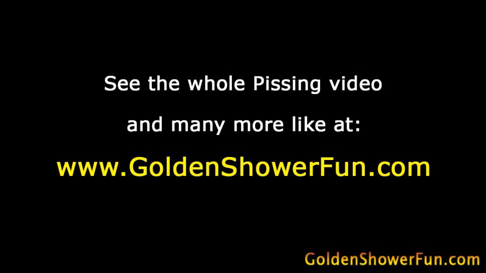 Outdoor goldenshowers threesome