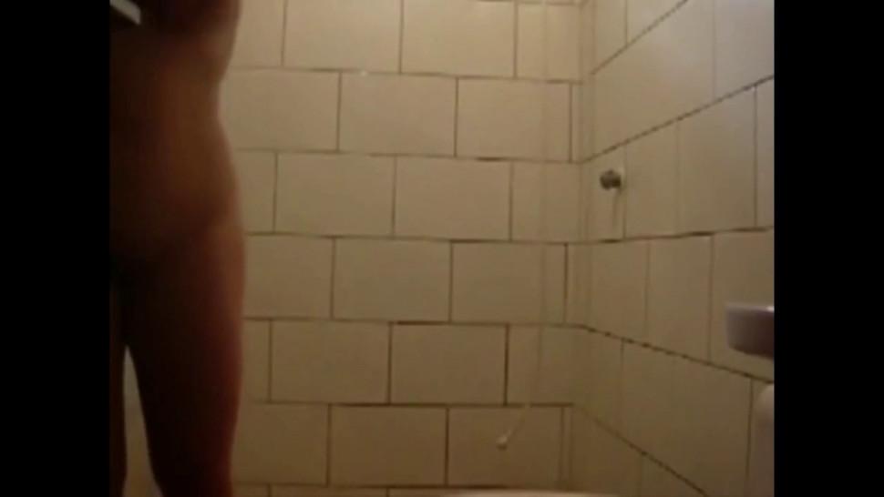 My mom dancing in the shower