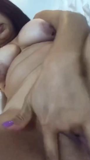 Home alone Horny Wife Fingers her Juicy Pussy Licks her own Creampie Cum