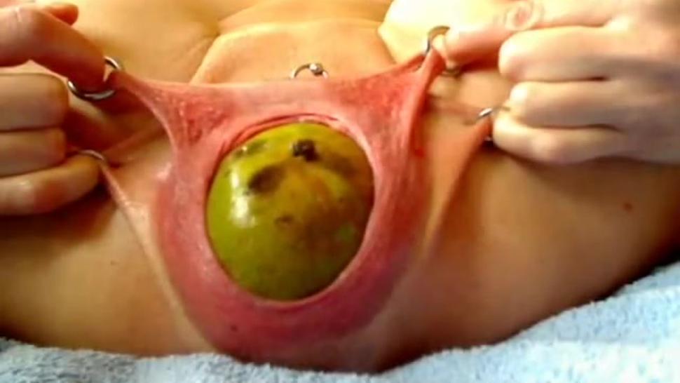 Huge insertions in heavily pierced pussy