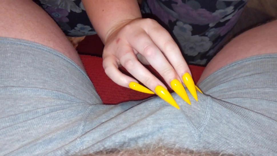 My Yellow Long Nails Lead To Premature Cumshot In Tight Underwear