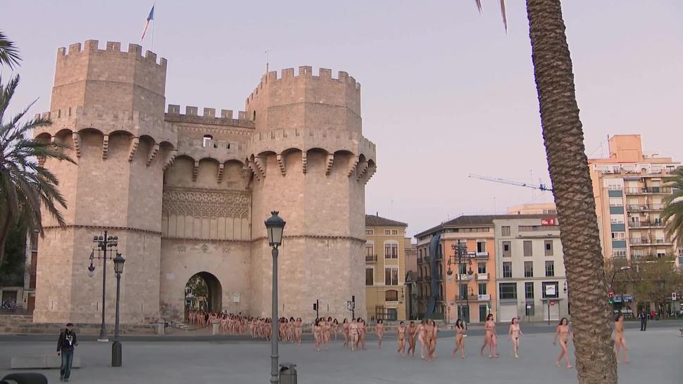 Spanish nude women in group at Valencia