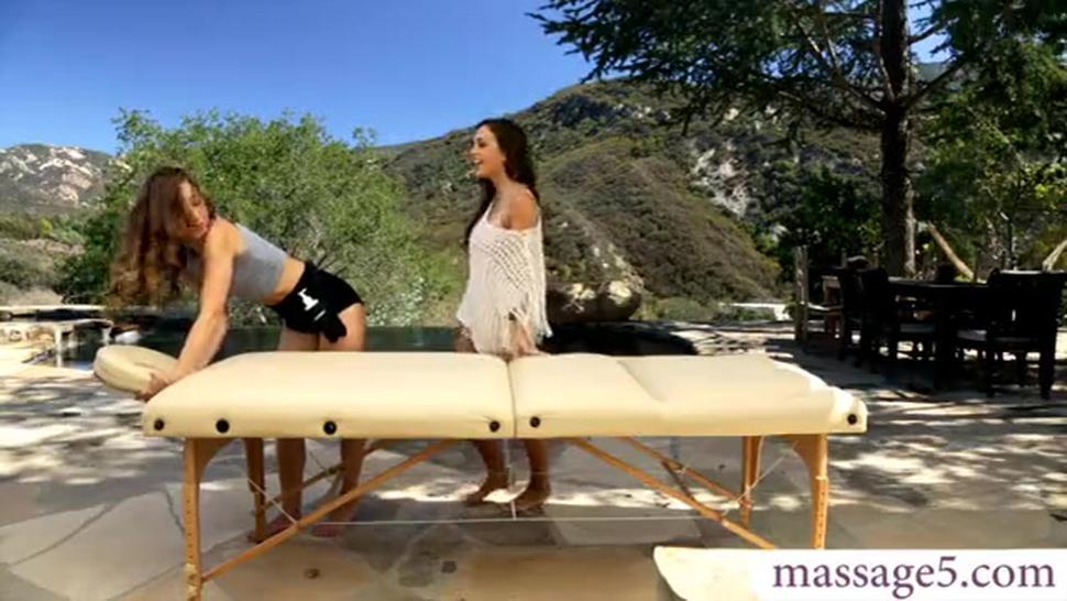 Remy Lacroix And Abigail Mac Lesbian Sex On Massage Table