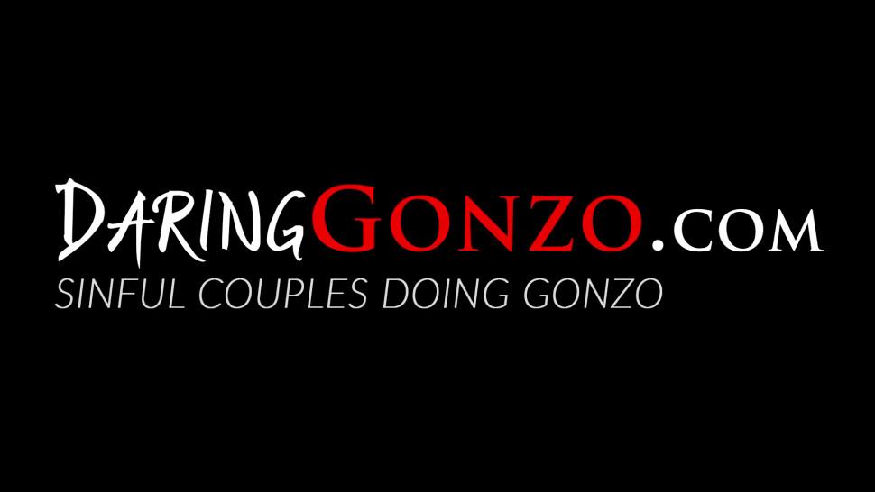 DARING GONZO - Babe with Massive Titties and Thick Ass Slobbers on BFs Cock