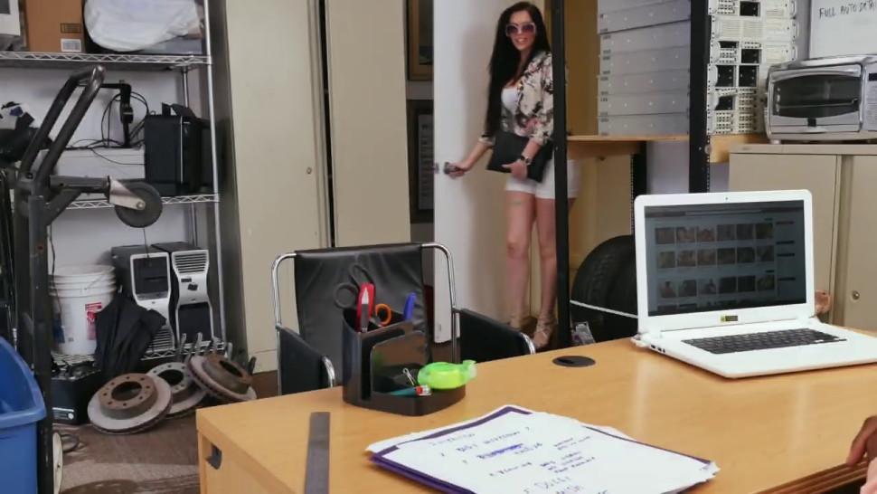 Bis ass teen is roughly fucked by a huge black cock at the office