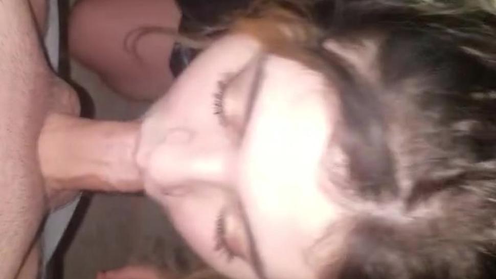 Dirty slut gives blowjob