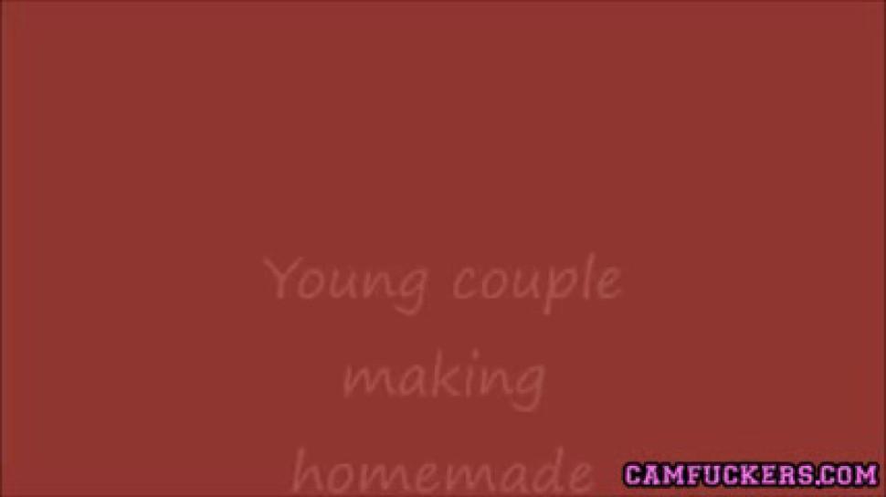 Hot teen couple home alone fuck on live webcam