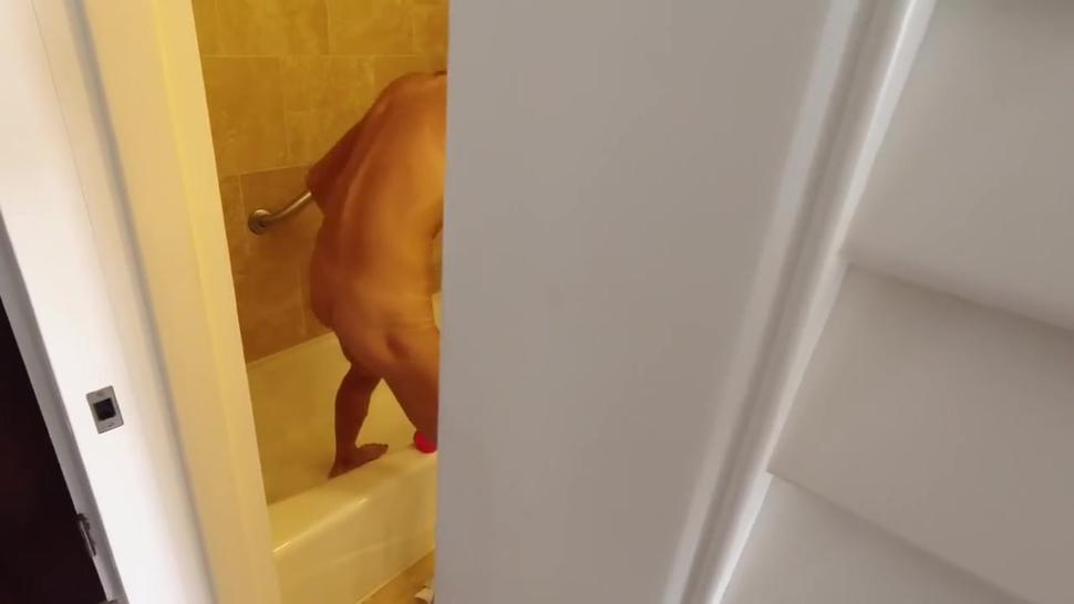 Dildo riding, leg shaking, squirts and cum rough on my pussy shower fun!