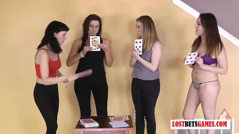 4 babes playing a strip game