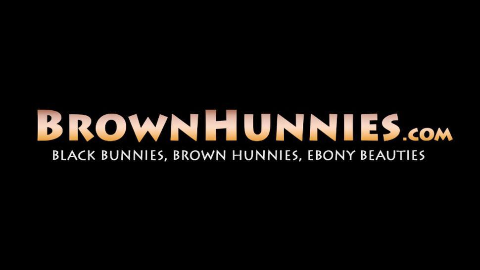 BROWN HUNNIES - Big tits ebony Coffee Brown rides hard cock reverse cowgirl