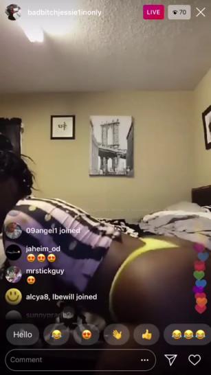 Bad Bitch Jessie on Instagram Live Twerking Fat Black Ass and Showing Tits