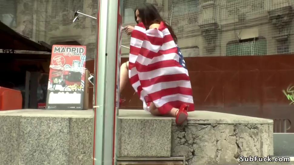Hairy American tourist banged in bdsm bar