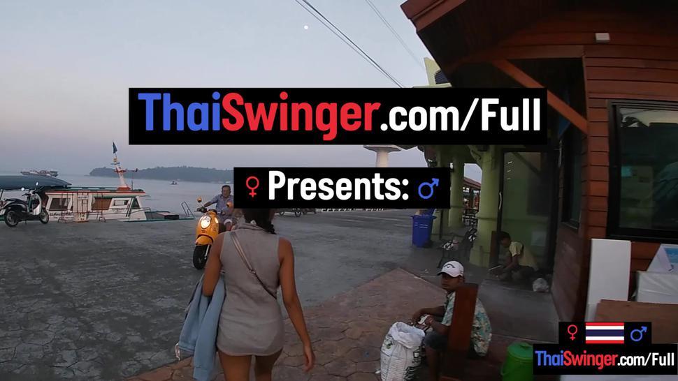 THAI SWINGER - Outdoor blowjob and sex in public with his amateur Asian teen girlfriend