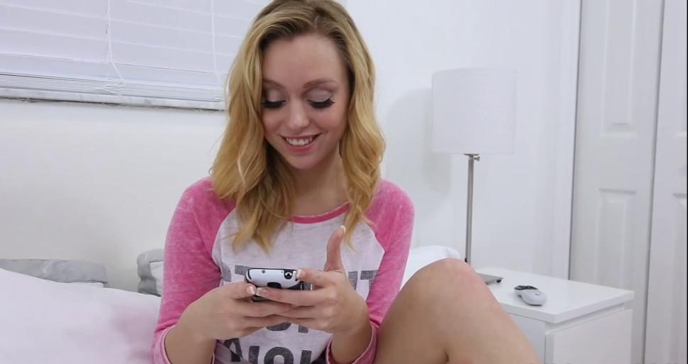 Teenie climbs on top of a big pecker - video 15