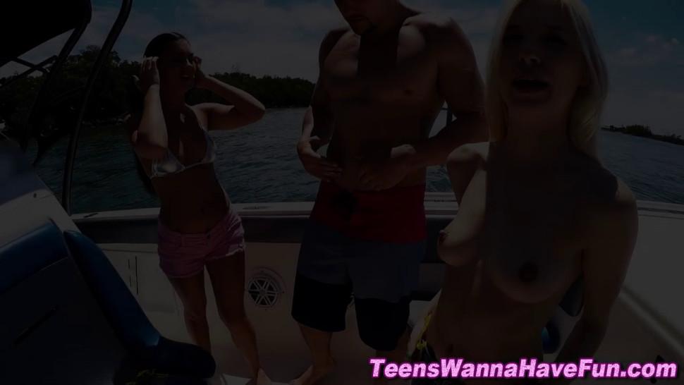 Partying Teens on Yacht Suck and Ride Cock
