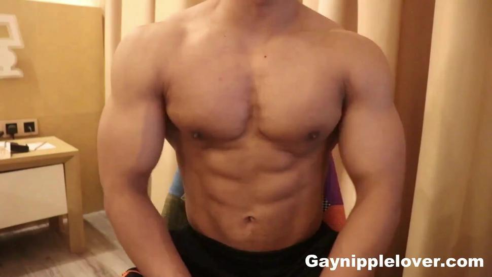 Muscle worship on asian bodybuilder