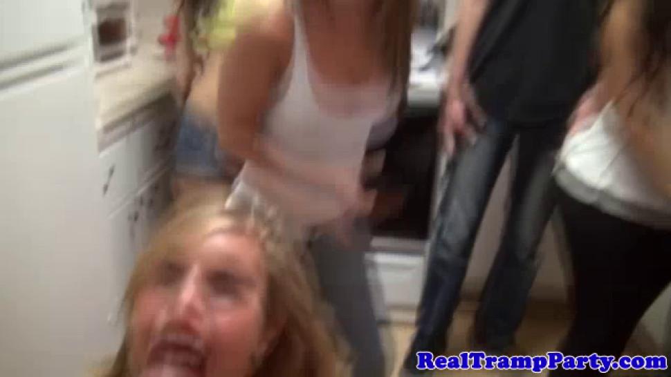 Amateur party teen tramps kitchen orgy