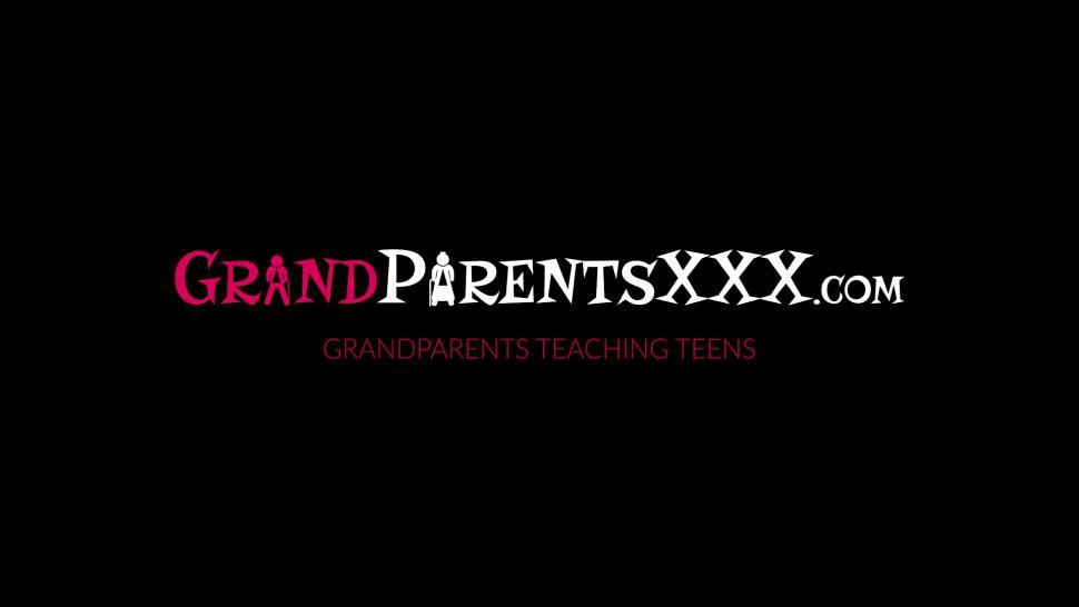GRAND PARENTS XXX - Strapon grannies double team young lesbo sweetie