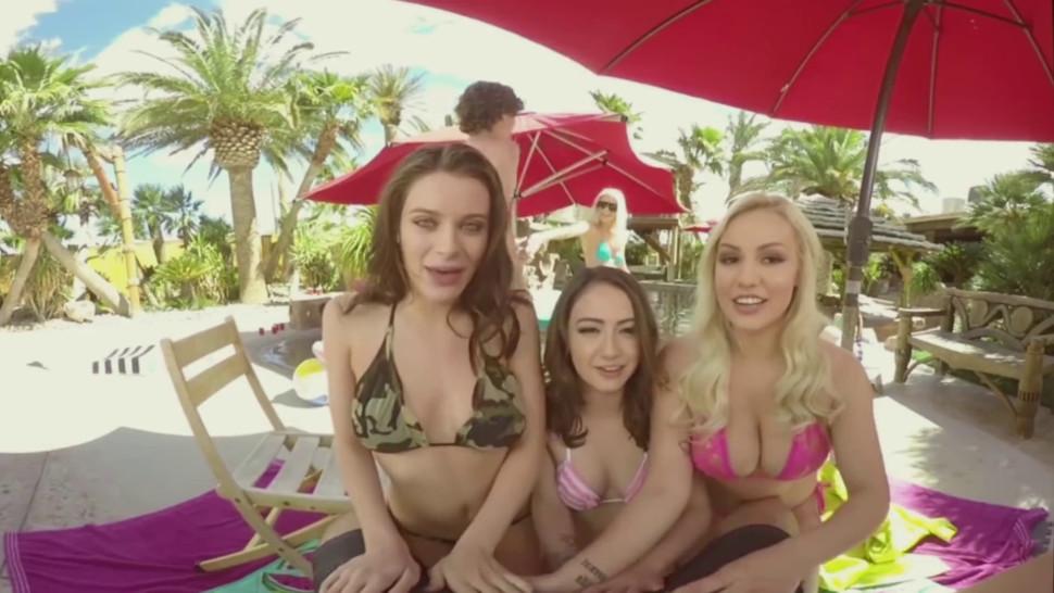 Kylie, Lily, & Lana Share a Thick Cock at the Pool