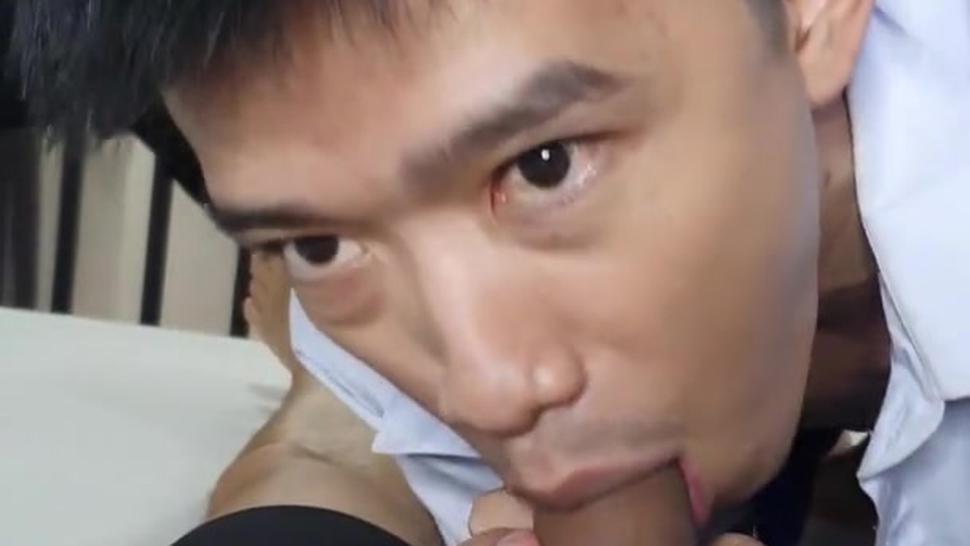 Thai student giving delicious loud wet blowjob