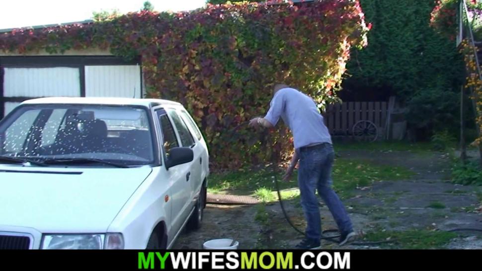MYWIFESMOM - Blonde mother in law taboo sex outdoors